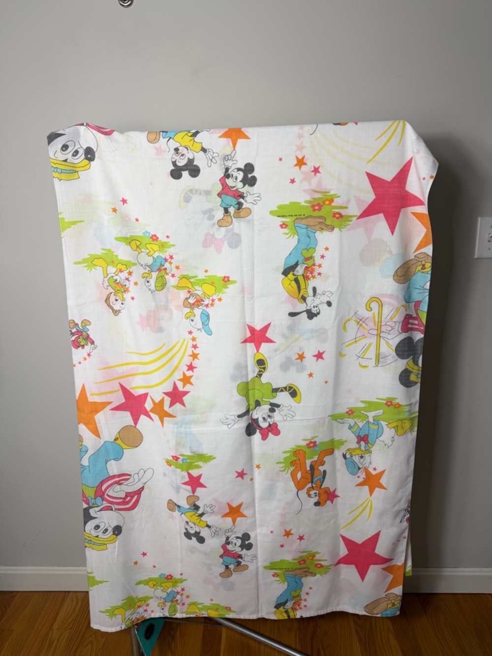 Vintage 1979 Walt Disney Mickey Mouse Flat Twin Size Sheet Kids Children’s